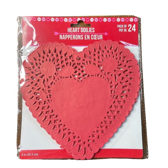 Red Heart Doilies Paper Romance Valentine Day Ephemera 24 Pack Crafts u Junk Jou - Picture 1 of 4